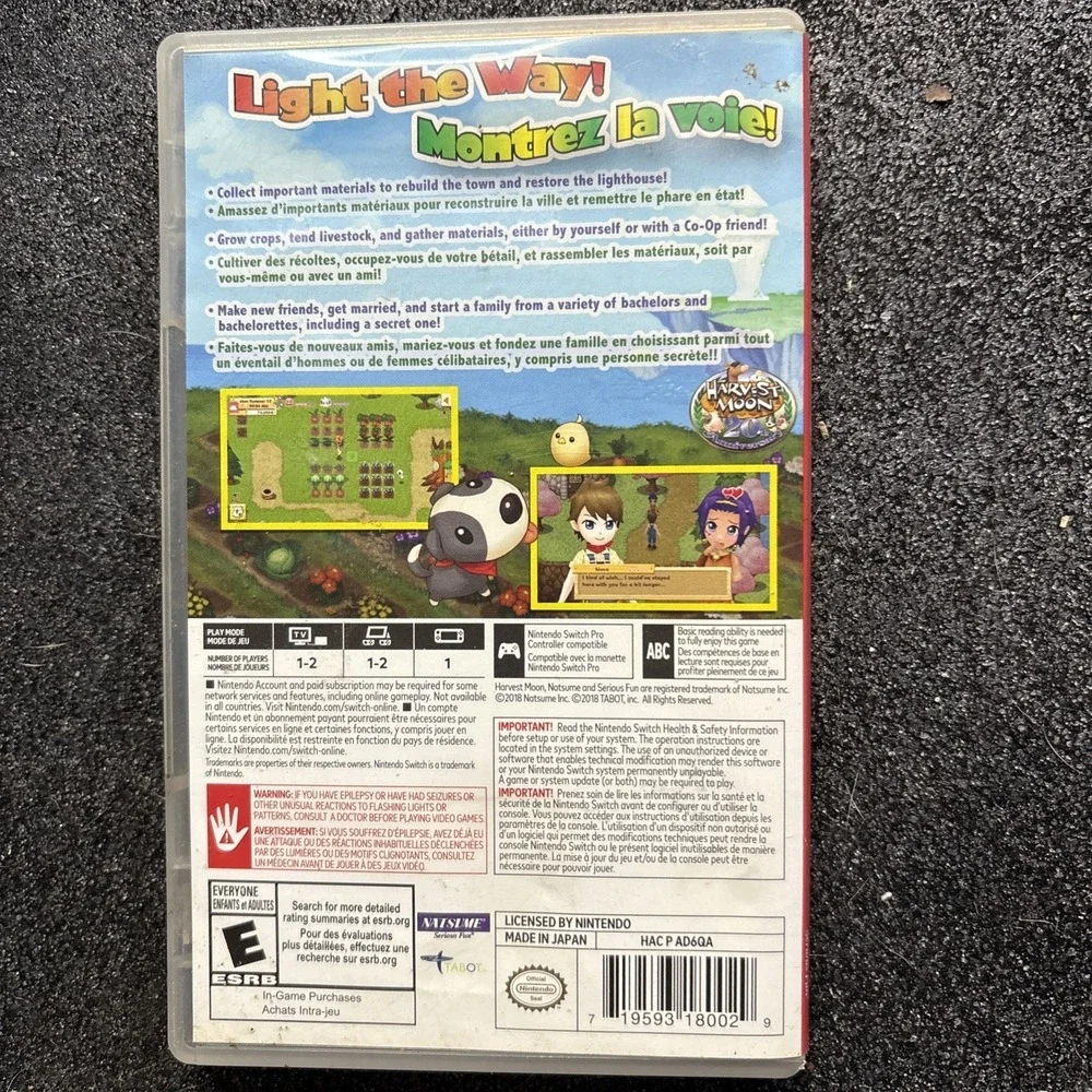 Harvest Moon Light of Hope for Nintendo Switch (2018, NSW) Special Edition CIB